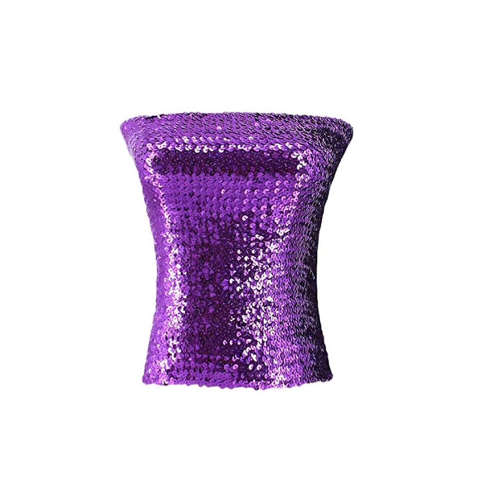 2376 Sparkling Sequins Strapless Stretchy Tank Top Crop Top Sexy Bra Party